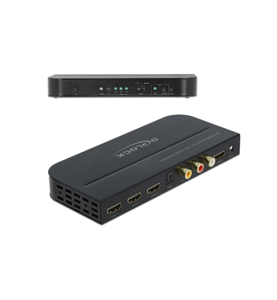 DELOCK - Commutateur 3 ports HDMI, avec extracteur audio HDMI