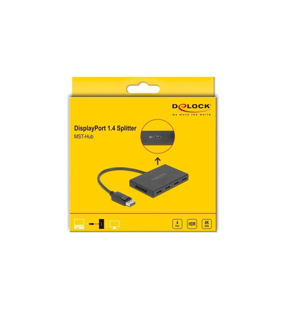 DELOCK - 4-Port Signalsplitter Displayport, 4K/60Hz