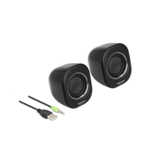 DELOCK - Haut-parleurs de PC Mini jack stéréo 3.5 mm, alimentation USB