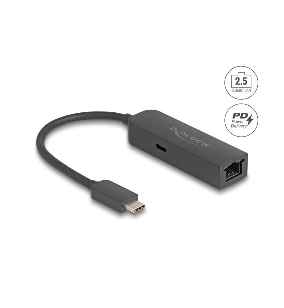 DELOCK - Netzwerk-Adapter USB-C – RJ45 2.5Gbps mit PD 100 Watt