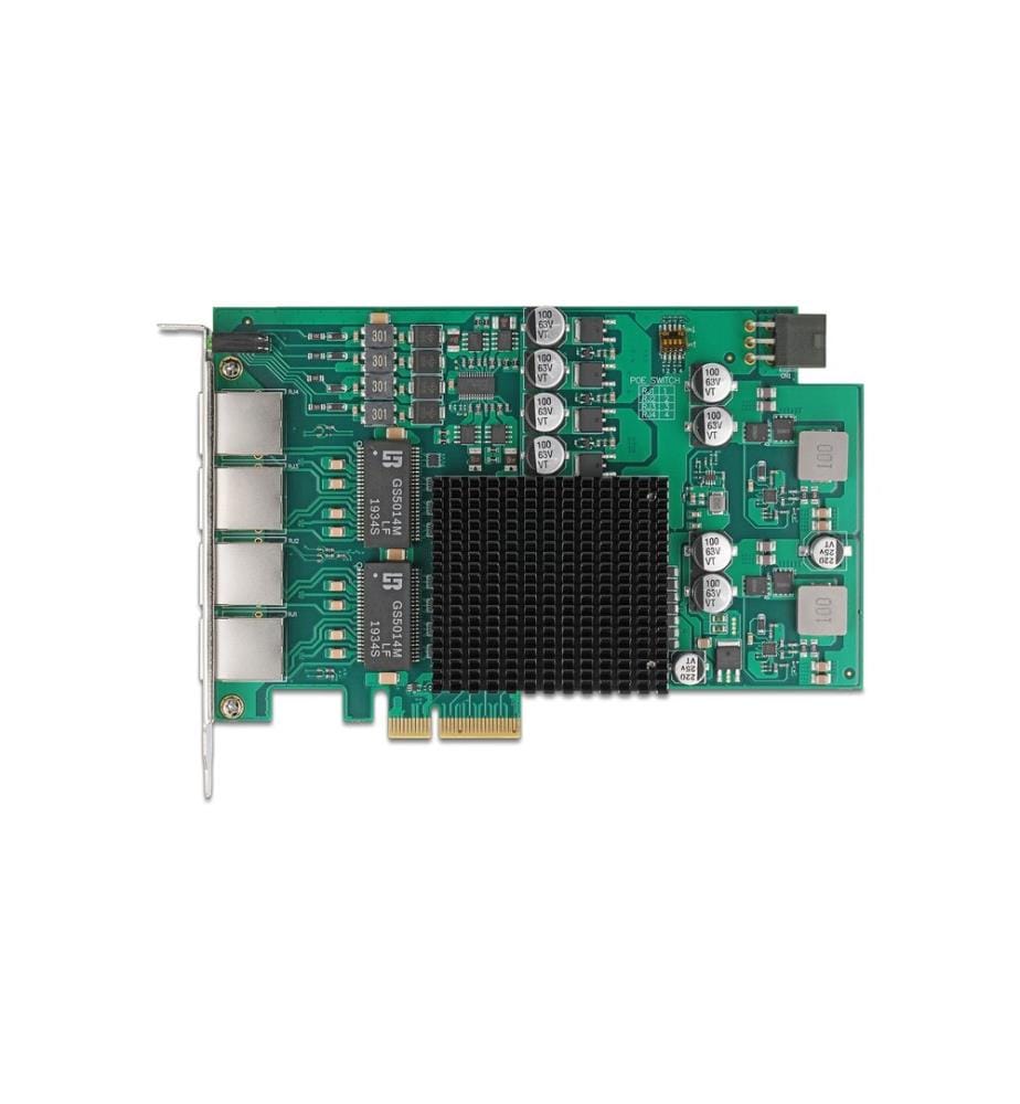 DELOCK - Netzwerkkarte 4x RJ45 Gb PoE+, PCI-Express x4
