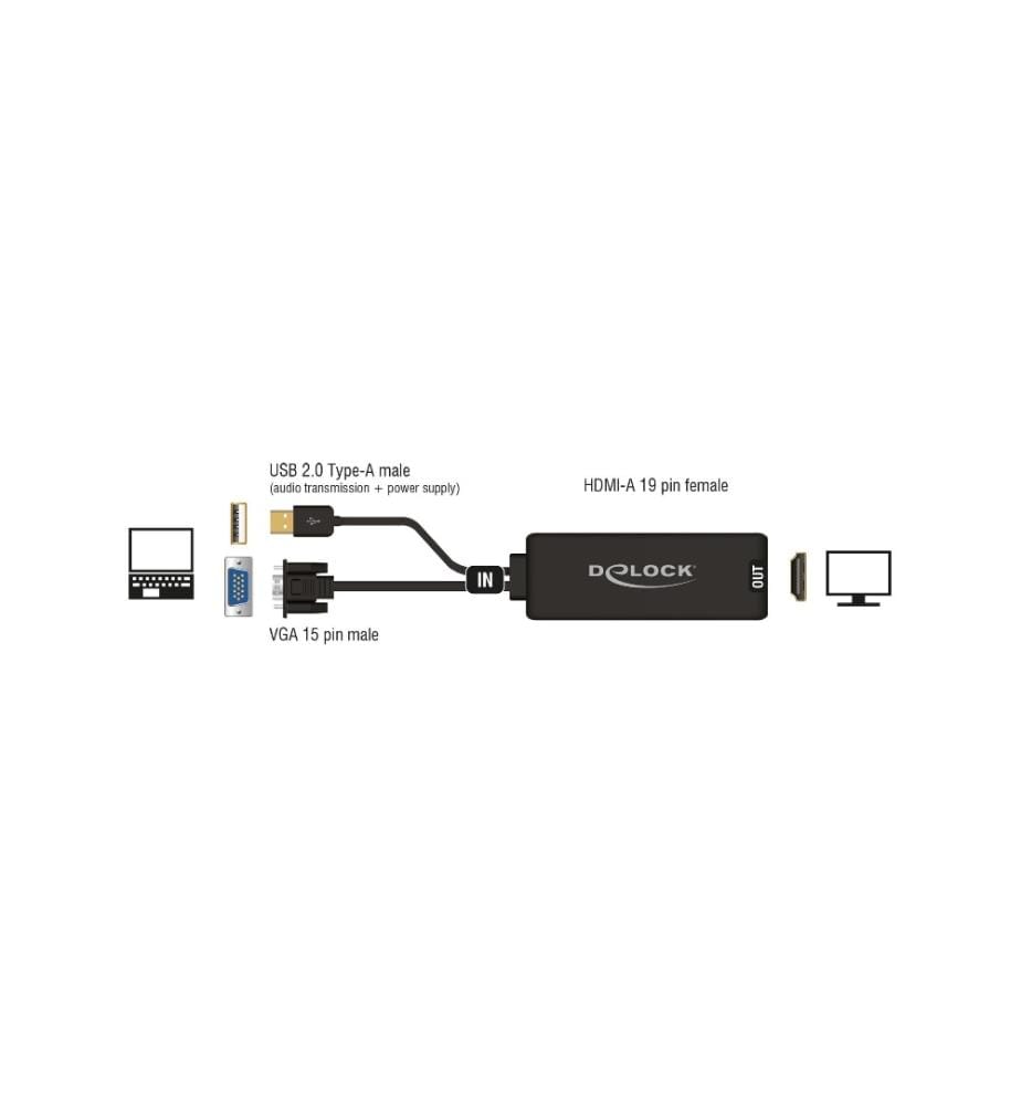 DELOCK - Konverter VGA - HDMI, mit Audio