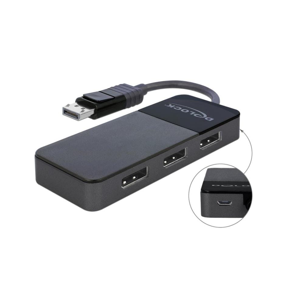DELOCK - 3-Port Signalsplitter Displayport, 4K/60Hz unterstützt MST