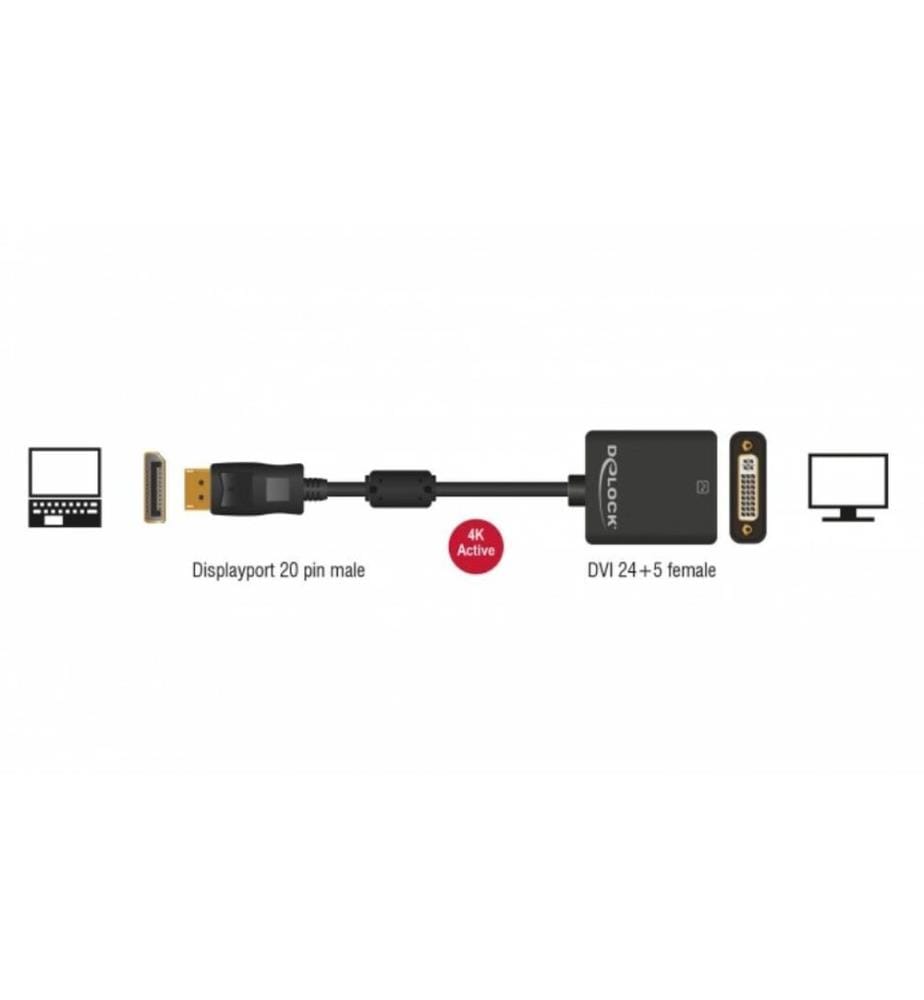 Câble adaptateur Delock DP - DVI-I, 4K noir