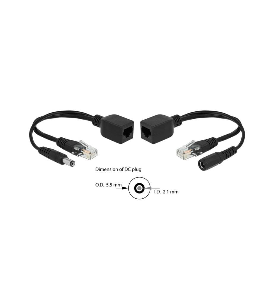 Delock PoE Converter Passive Adapter Set RJ45, DC 5.5 x 2.1mm