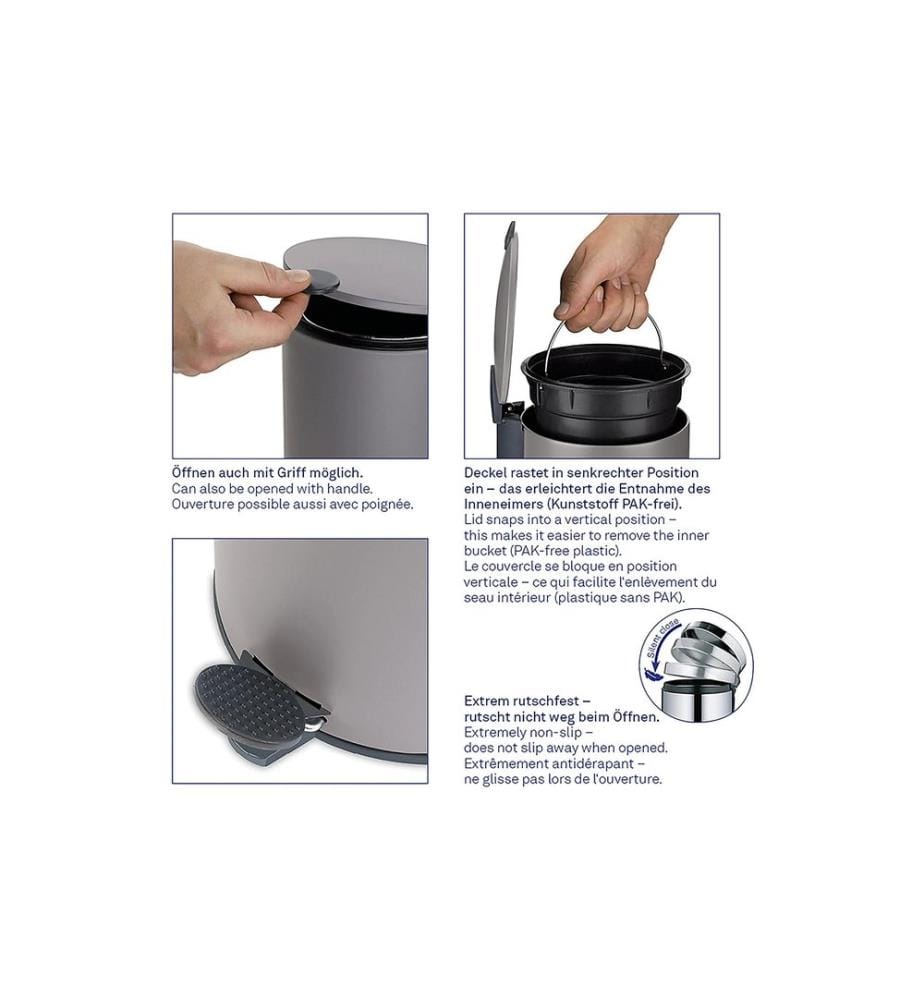 Kela Kosmetikeimer Mats 3 Liter, Silber Matt