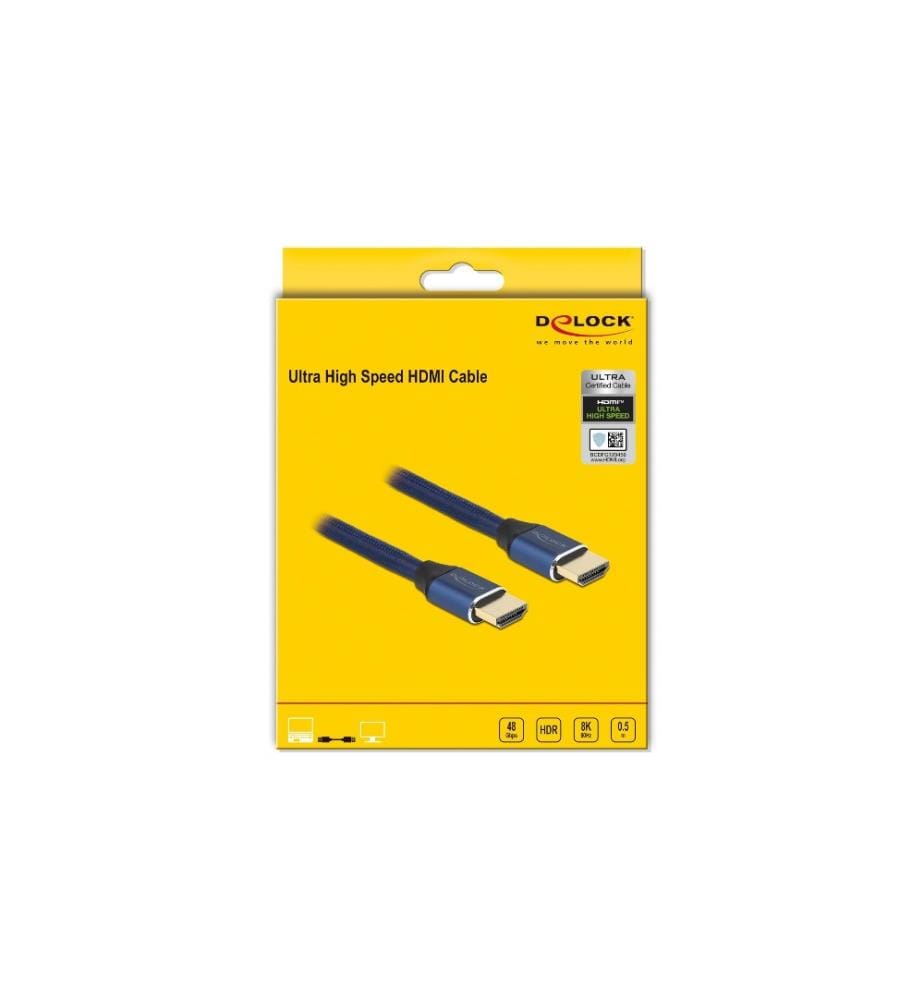DELOCK - Câble 8K 60Hz HDMI - HDMI, 0.5 m, Bleu
