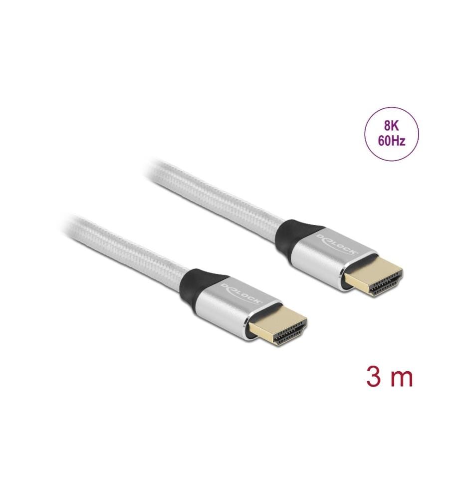 DELOCK - Câble 8K 60Hz HDMI - HDMI, 3 m, Argenté