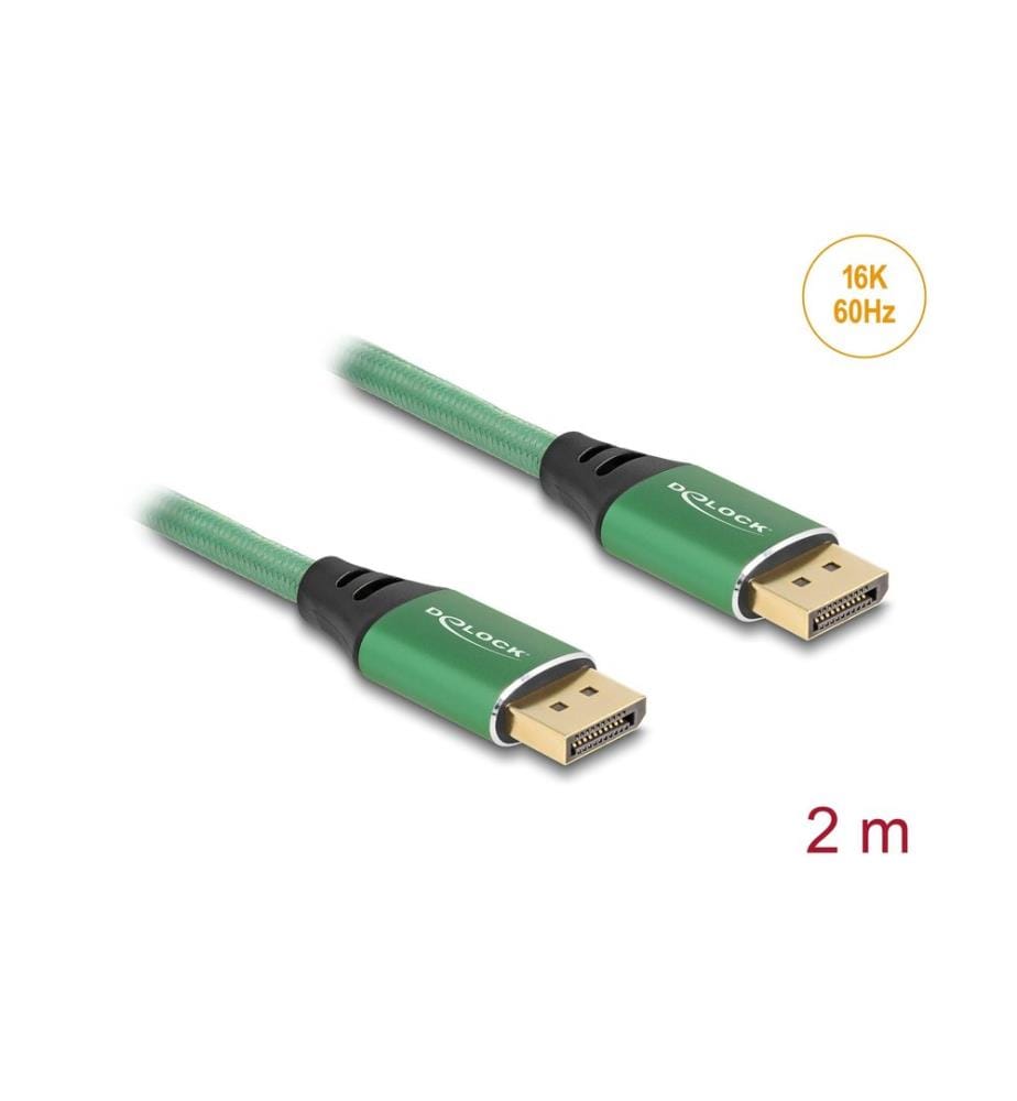 DELOCK - Câble 16K 60 Hz DisplayPort - DisplayPort, 2 m, Vert
