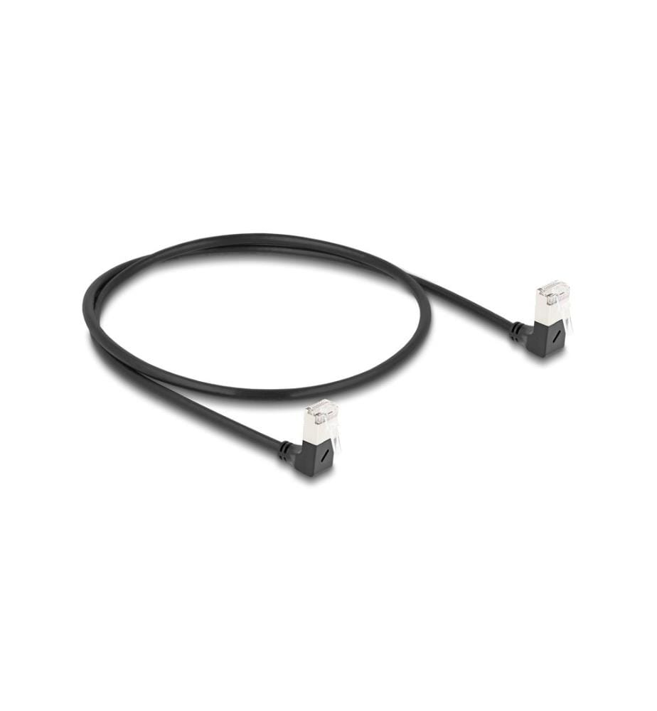 DELOCK - Patchkabel 90° gewinkelt Cat 6A, S/FTP, 0.5 m, Schwarz