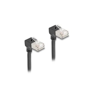 DELOCK - Patchkabel 90° gewinkelt Cat 6A, S/FTP, 0.25 m, Schwarz