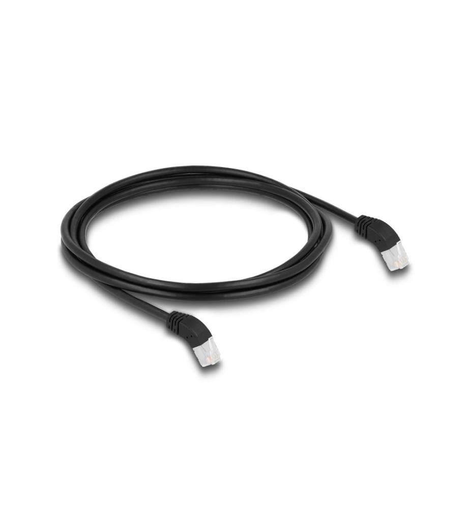DELOCK - Patchkabel 45° oben gewinkelt Cat 6A, S/FTP, 2 m, Schwarz