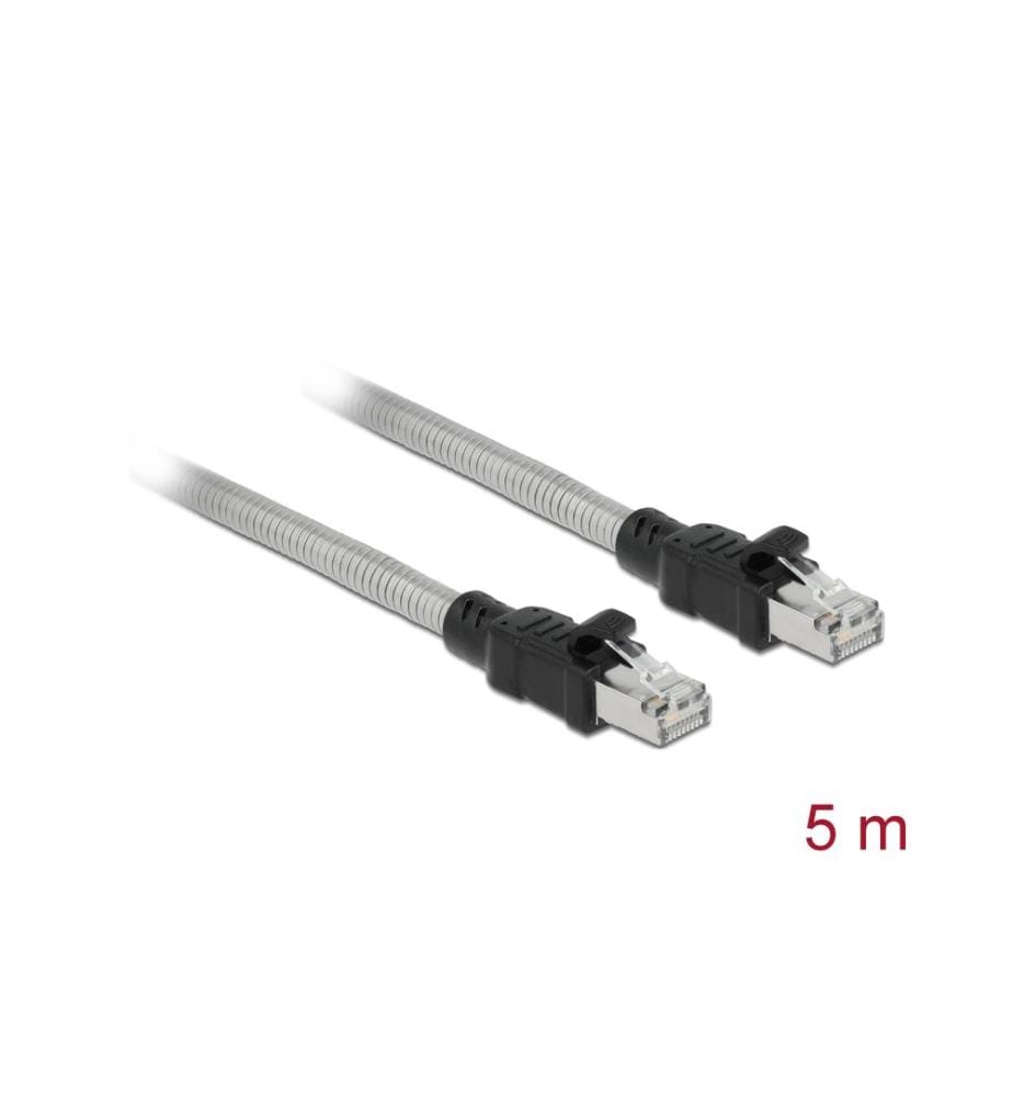 DELOCK - Patchkabel mit Metallmantel Cat 6A, U/FTP, 5 m, Silber