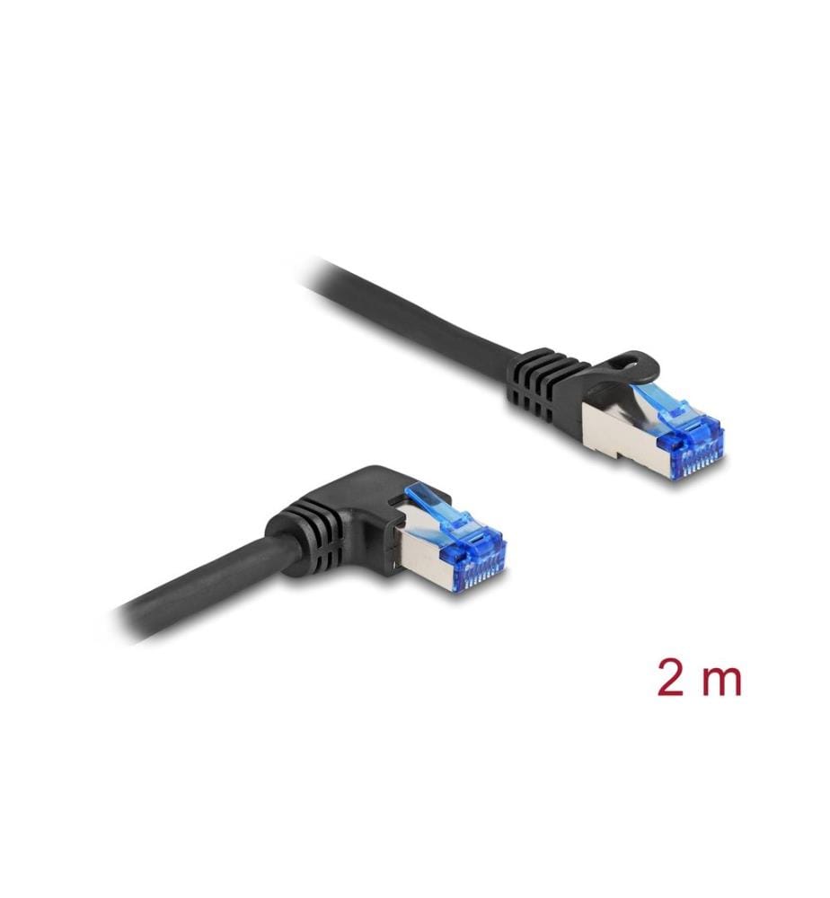 DELOCK - Patchkabel rechts gewinkelt Cat 6A, S/FTP, 2 m, Schwarz