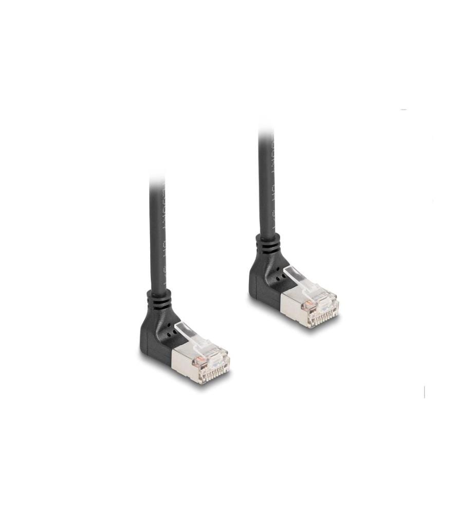 DELOCK - Patchkabel 90° oben gewinkelt Cat 6A, S/FTP, 0.5 m, Schwarz