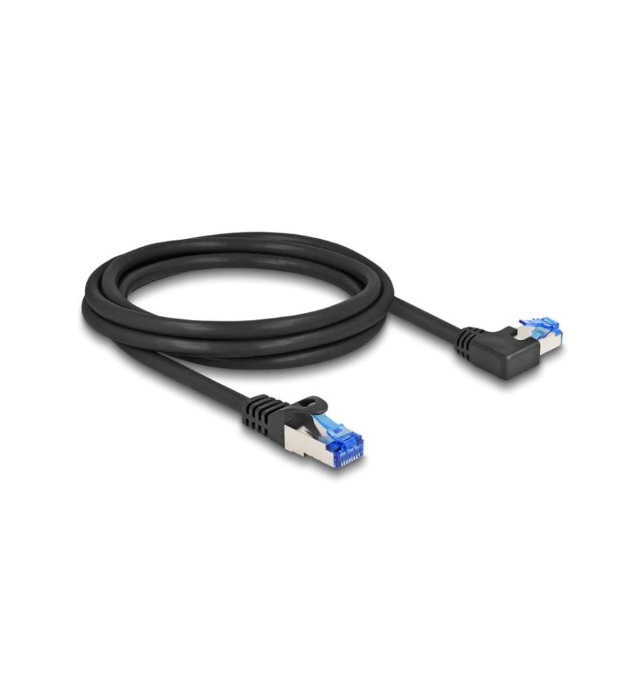 DELOCK - Patchkabel links gewinkelt Cat 6A, S/FTP, 2 m, Schwarz
