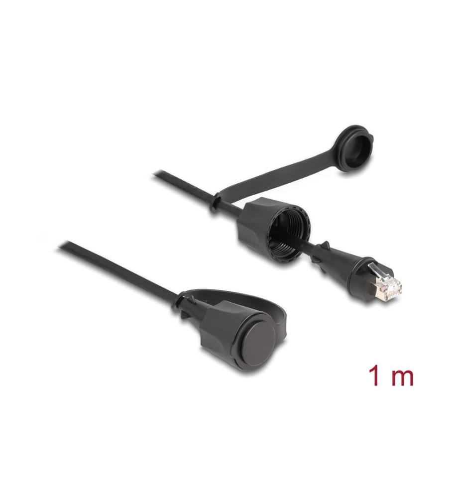 DELOCK - mit Verschlusskappe Cat 6, STP, 1 m, Schwarz