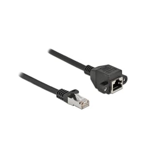 DELOCK - Patchkabel Verlängerungskabel Cat 6A, S/FTP, 1 m, Schwarz