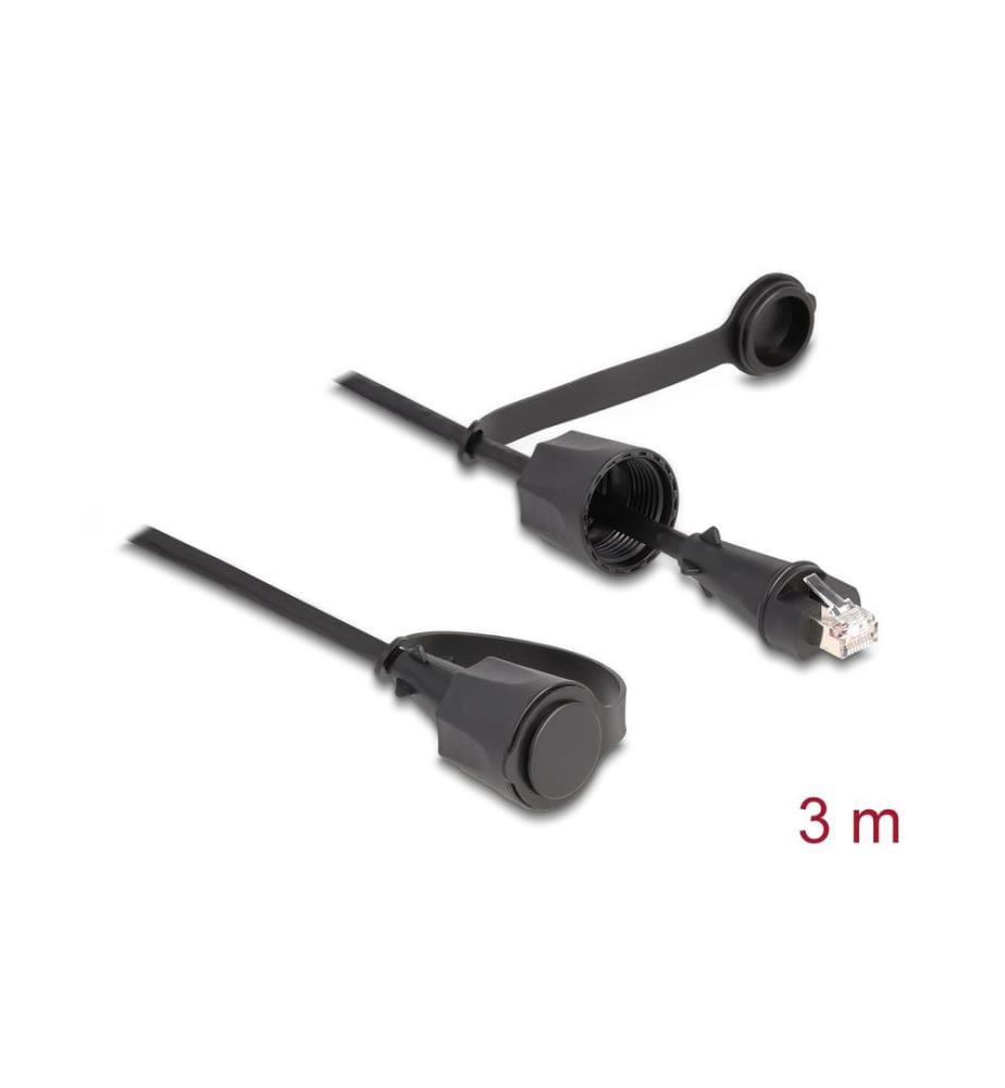 DELOCK - mit Verschlusskappe Cat 6, STP, 3 m, Schwarz