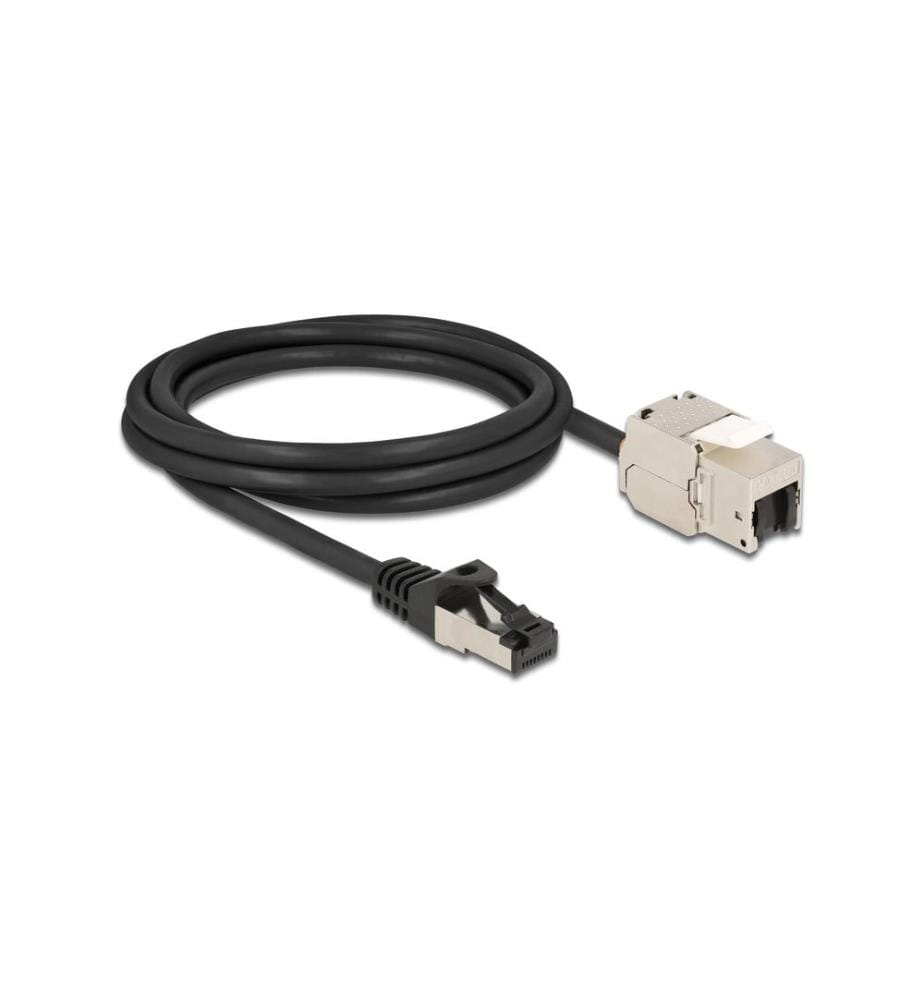 DELOCK - Patchkabel RJ45  zu Keystone Cat 6A, S/FTP, 2 m, Schwarz