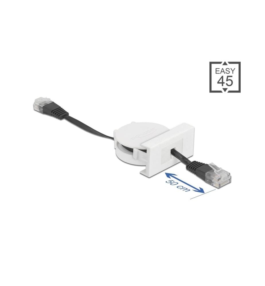 DELOCK - Easy 45 Modul Aufrollkabel Cat 5e, SF/UTP, 0.5 m, Schwarz