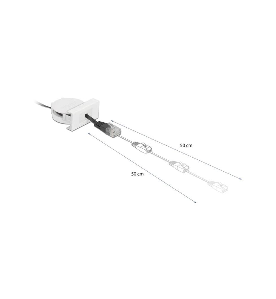 DELOCK - Easy 45 Modul Aufrollkabel Cat 5e, SF/UTP, 0.5 m, Schwarz