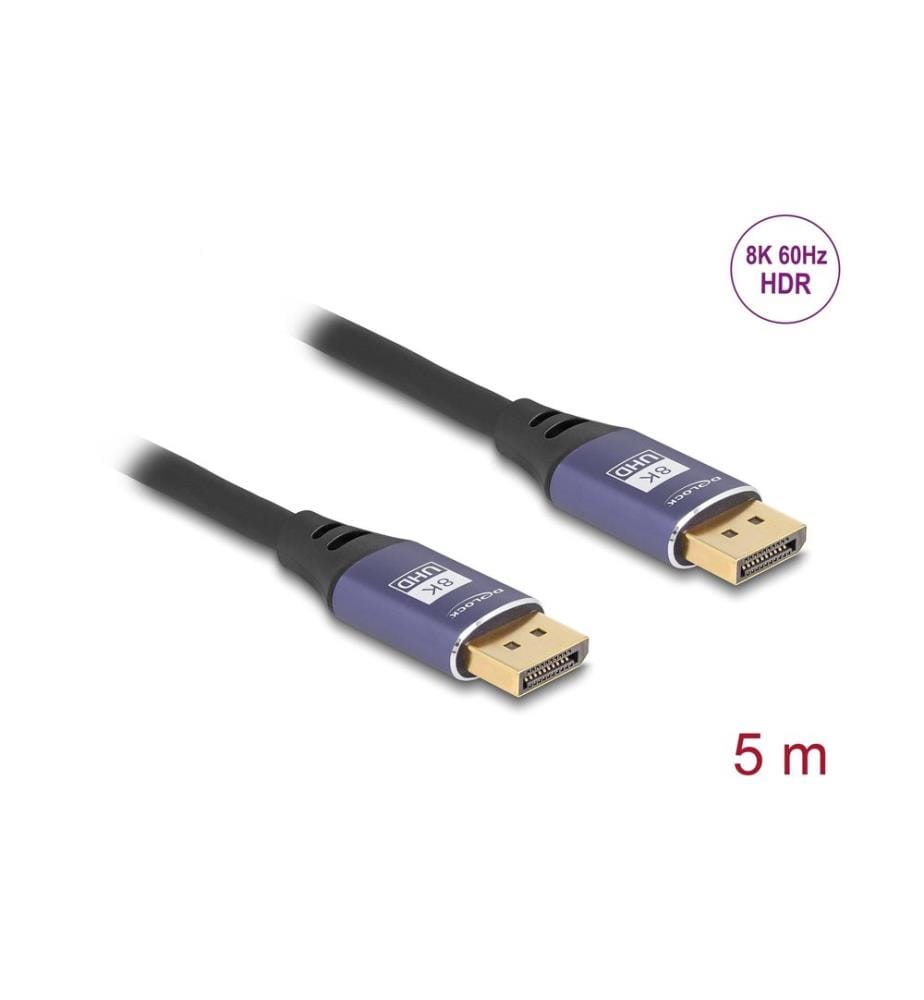 DELOCK - Kabel 8K 60 Hz DisplayPort - DisplayPort, 5 m, Flieder