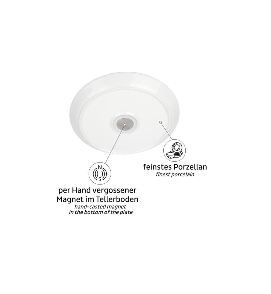 Silwy - Assiettes magnétiques en porcelaine, lot de 2