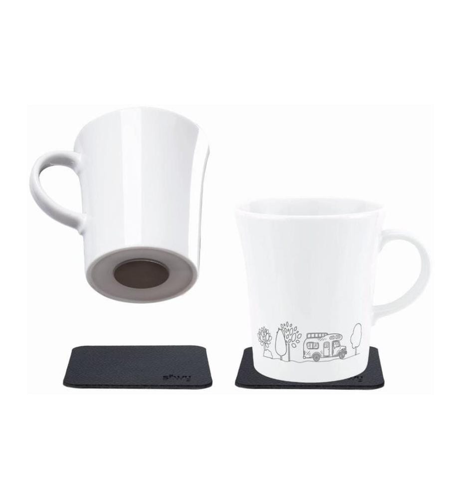 Silwy - Set de tasses à anse magnétique en porcelaine Camping