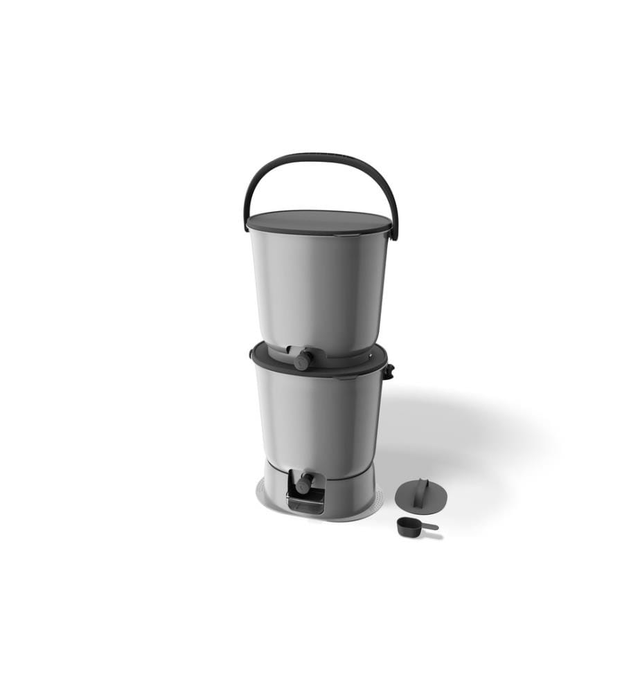 BOKASHI - Komposter Essential, Grau, 2er-Set inkl. Erde