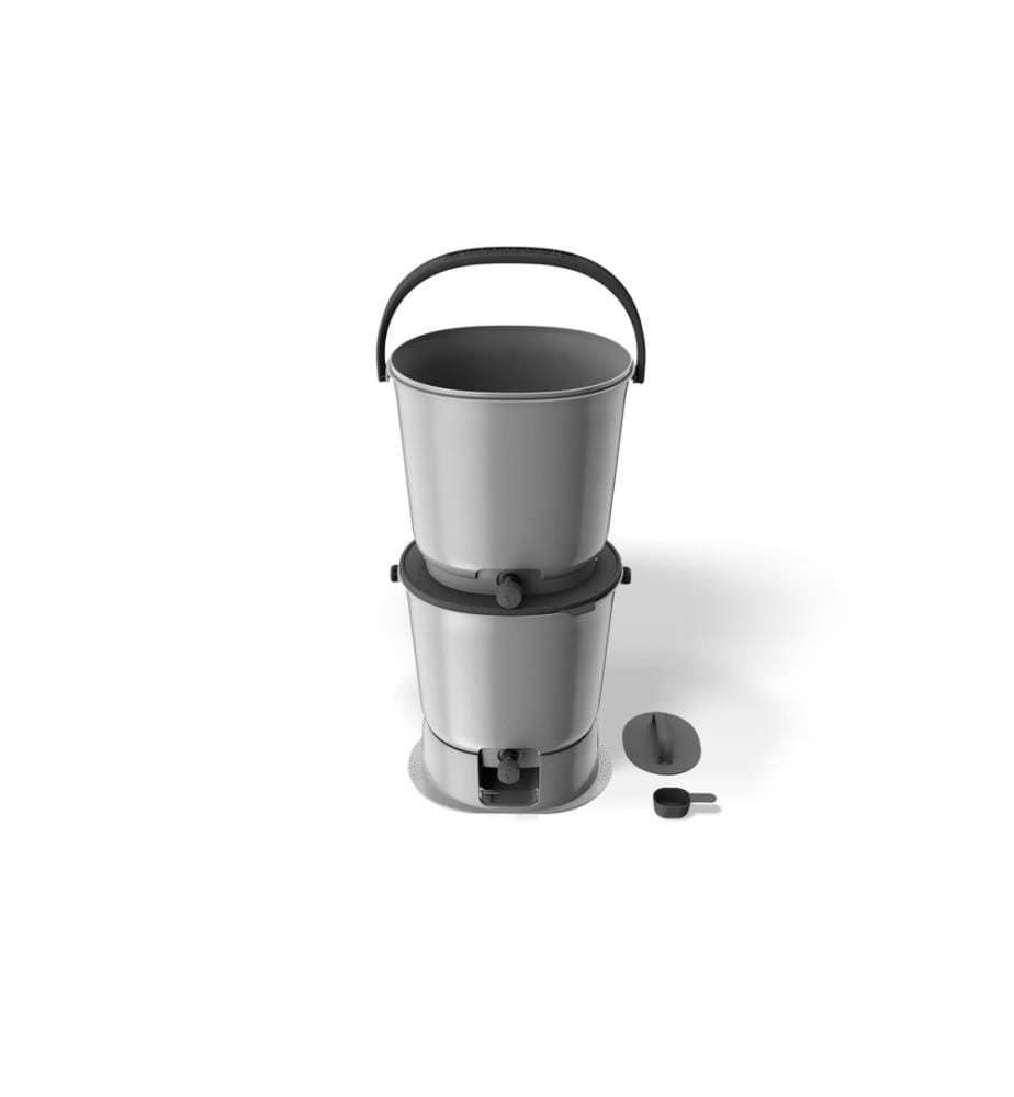 BOKASHI - Komposter Essential, Grau, 2er-Set inkl. Erde