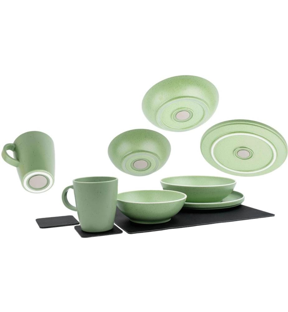 Silwy - Set de vaisselle en plastique magnétique Vert dolomite
