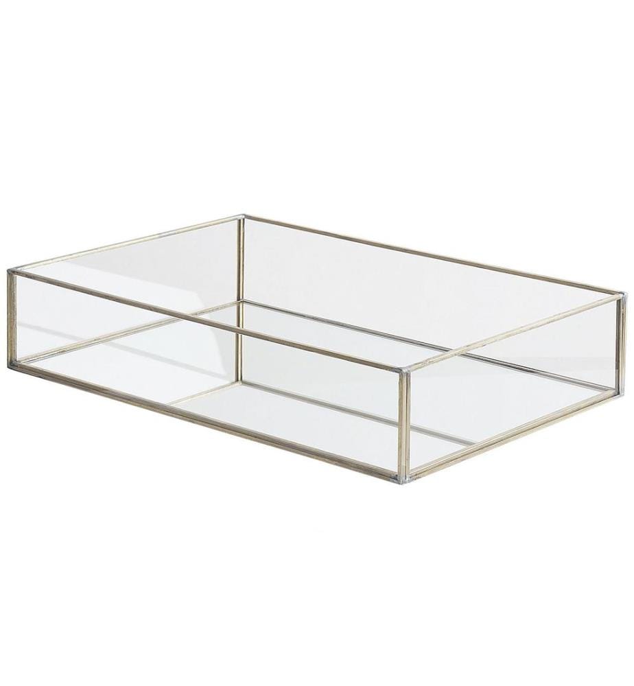 Decorative Tray GRENOBLE Glass Silver