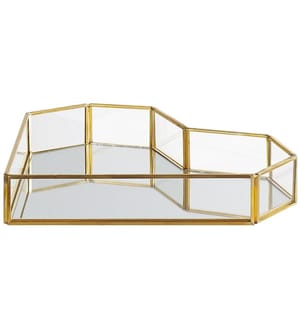 Decorative Tray Heart PONTIVY Glass Gold