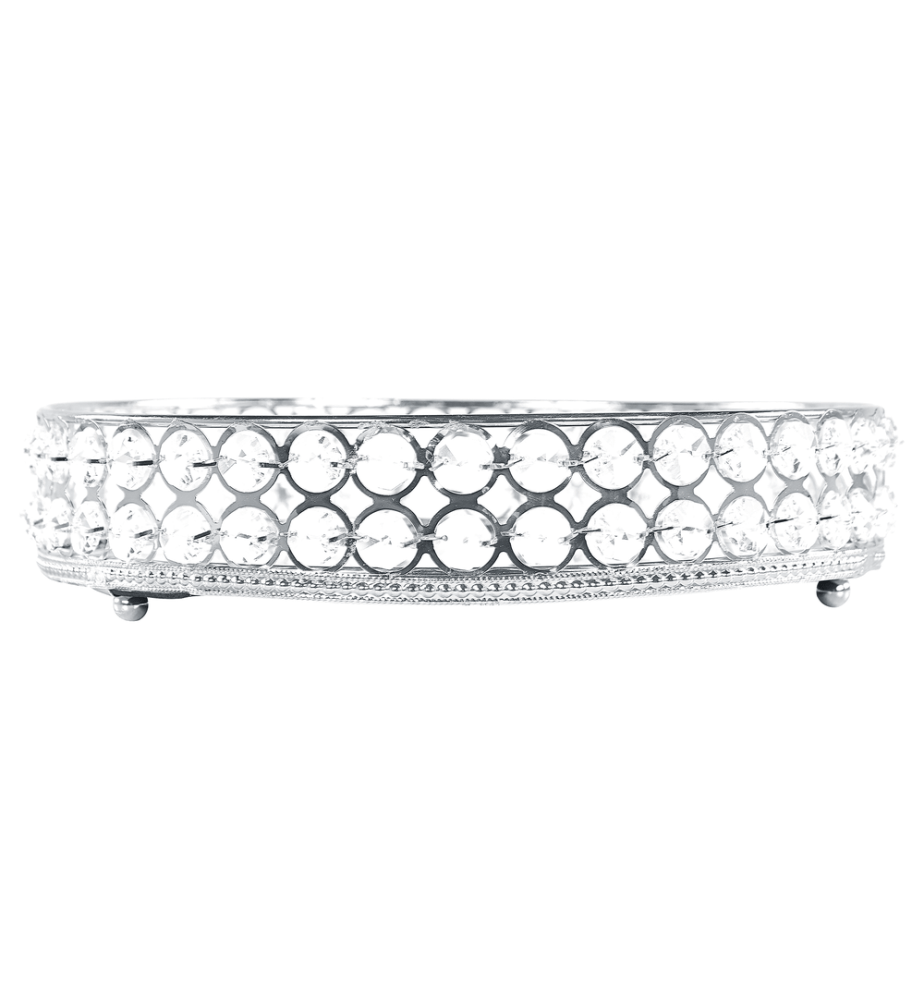 Decorative Tray VATAN Glass Silver