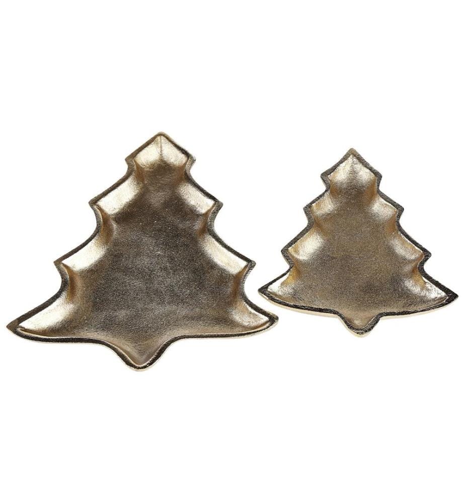 Lot de 2 boîtes à bibelots Arbre de Noël DURIAN Métal Doré
