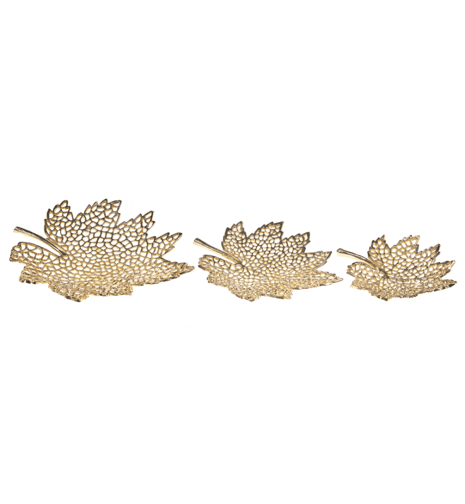 Set di 3 piattini portaoggetti Foglia PEMALI Metallo Oro