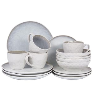 Set de 16 couverts de table SESAME Grès Gris clair