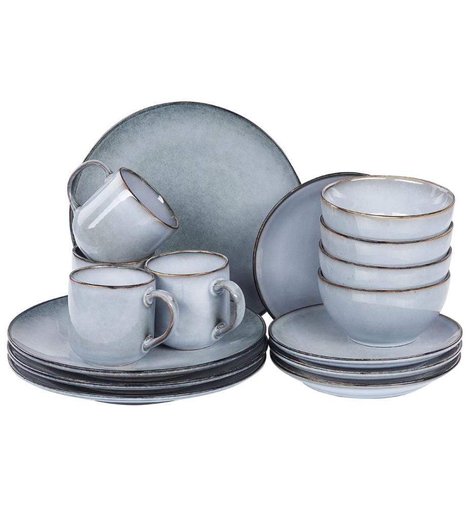 Set de 16 couverts de table JUNIPER Grès Bleu clair