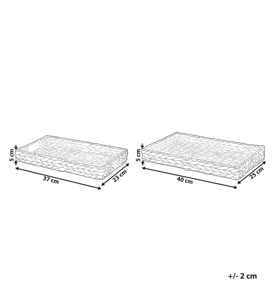 Set of 2 Decorative Trays KONTUM Wicker Natural