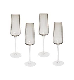 Lot de 4 flûtes à champagne QUARTZ 230 ml Gris
