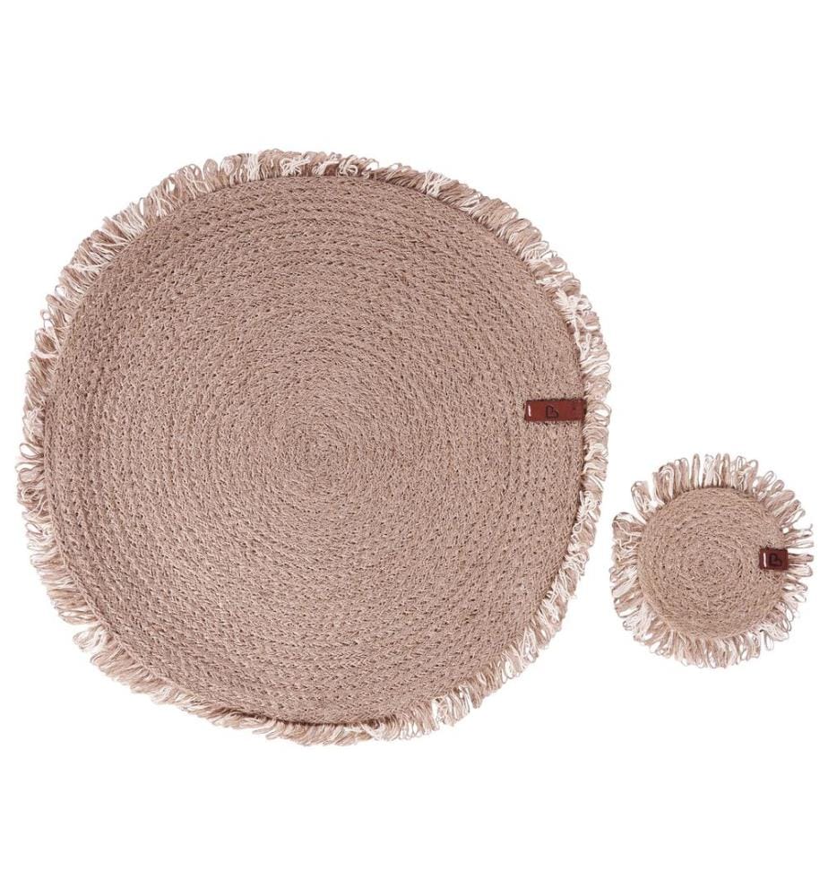 Ensemble sets de table et sous-verres RIBBERY Jute Naturel