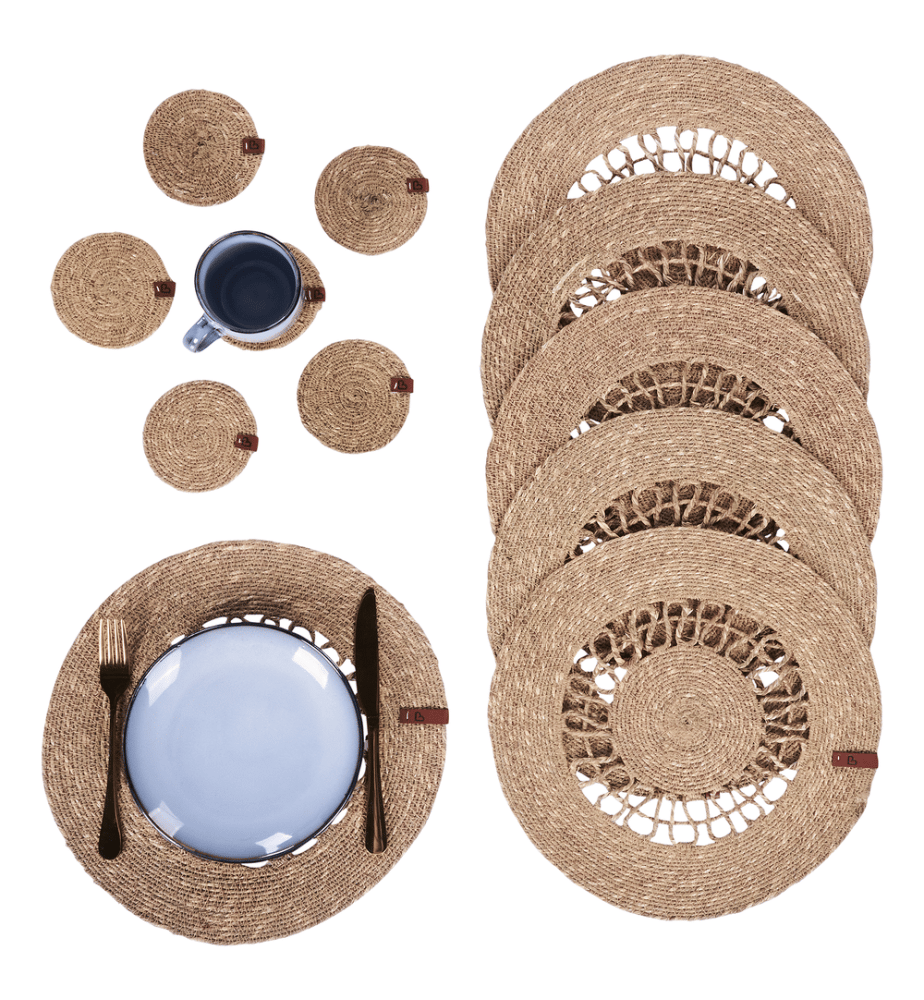 Ensemble sets de table et sous-verres PEPPERBERRY Herbier marin Naturel