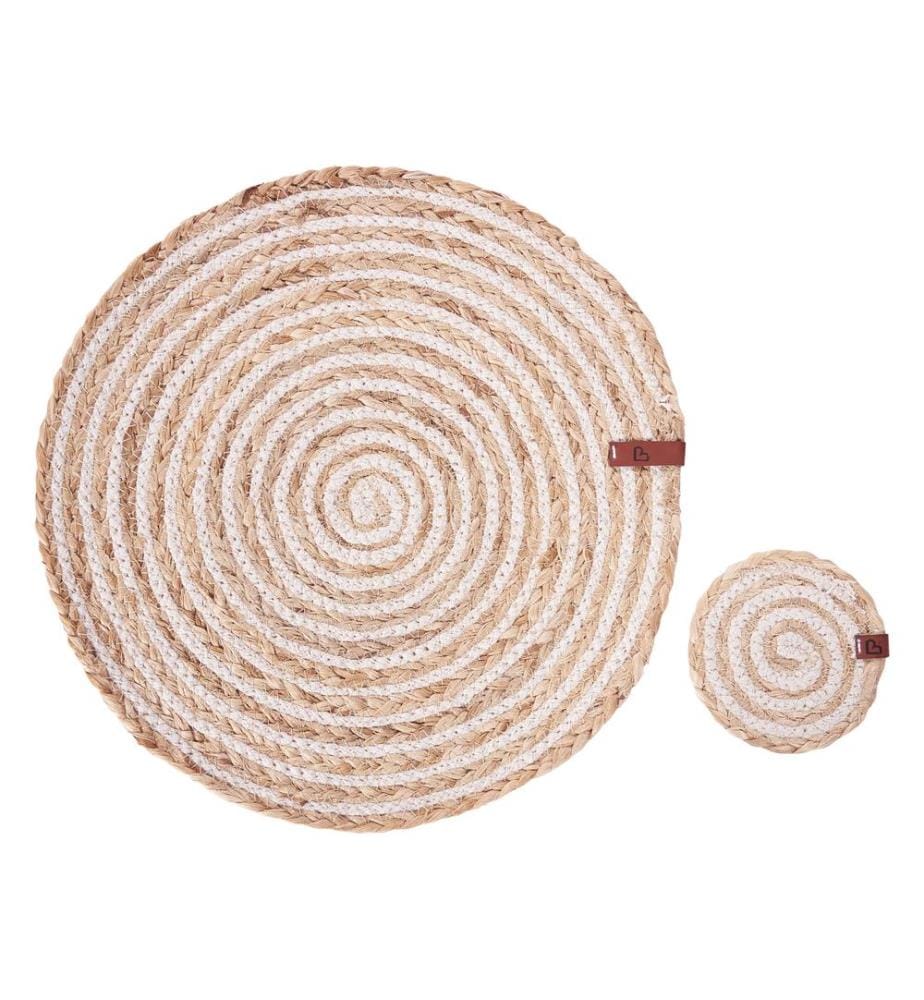 Ensemble sets de table et sous-verres QUININE Jute Naturel