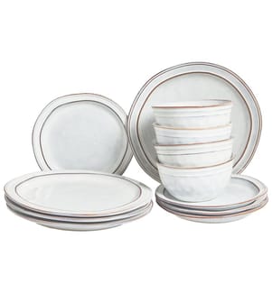 Set de 12 couverts de table CHIVES Grès Gris clair