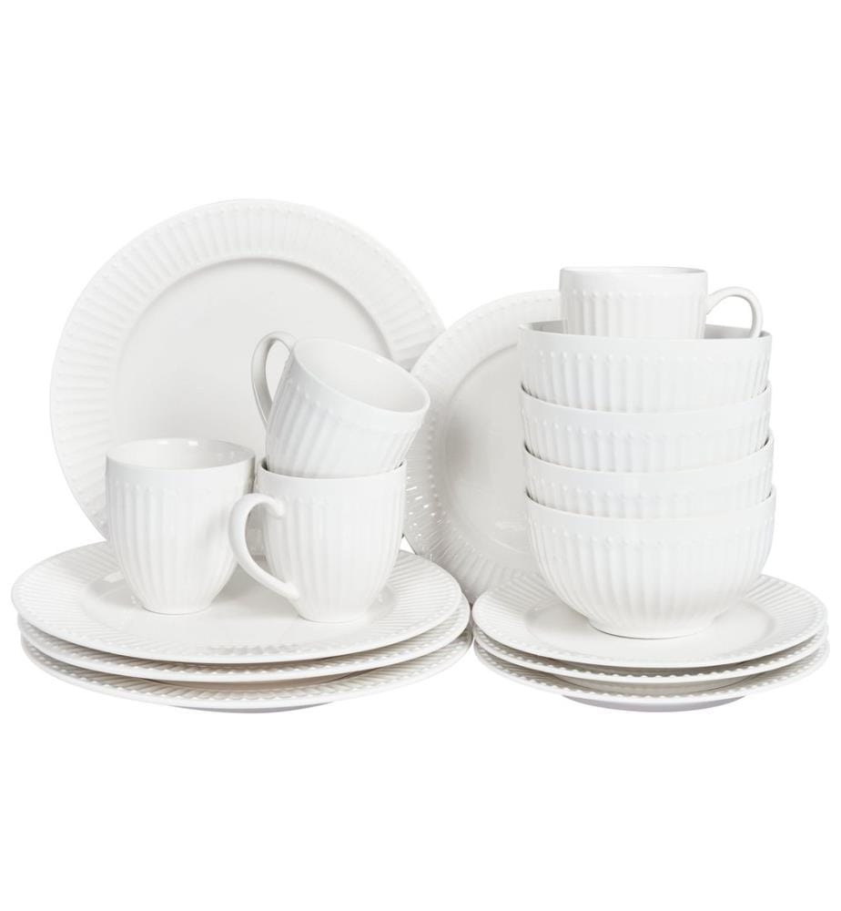 Set de 16 couverts de table COWSLIP Porcelaine Blanc