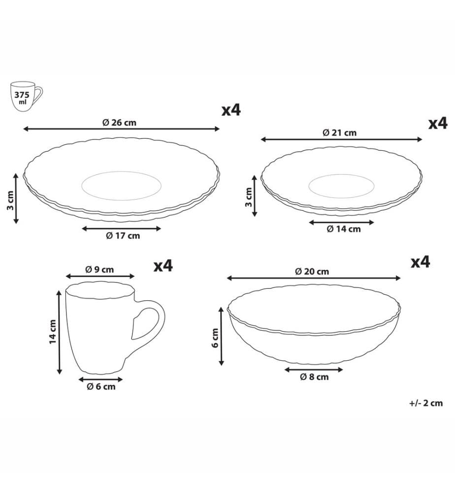 Set de 16 couverts de table NETTLE Grès Blanc cassé