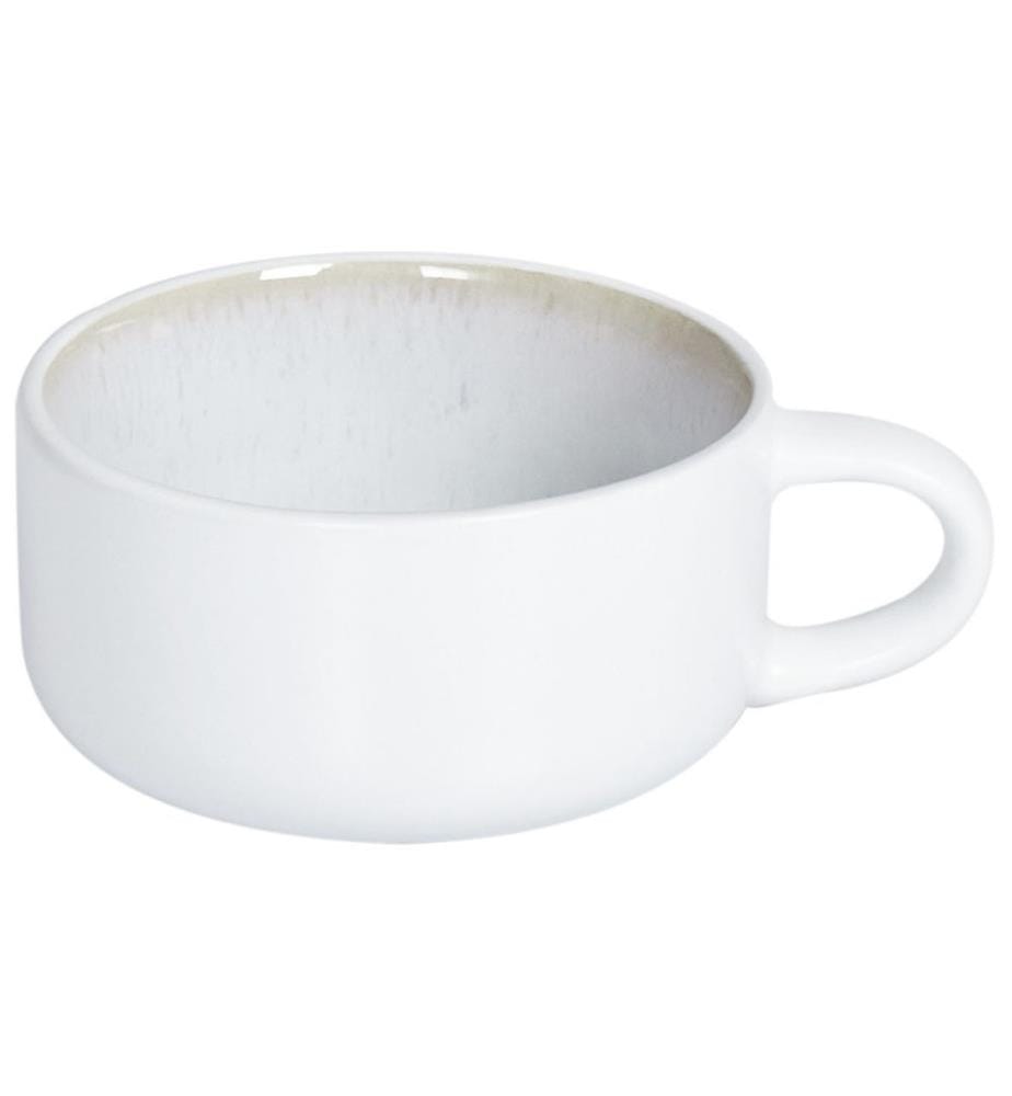 Set de 4 tasses avec soucoupes SESAME Grès Blanc cassé