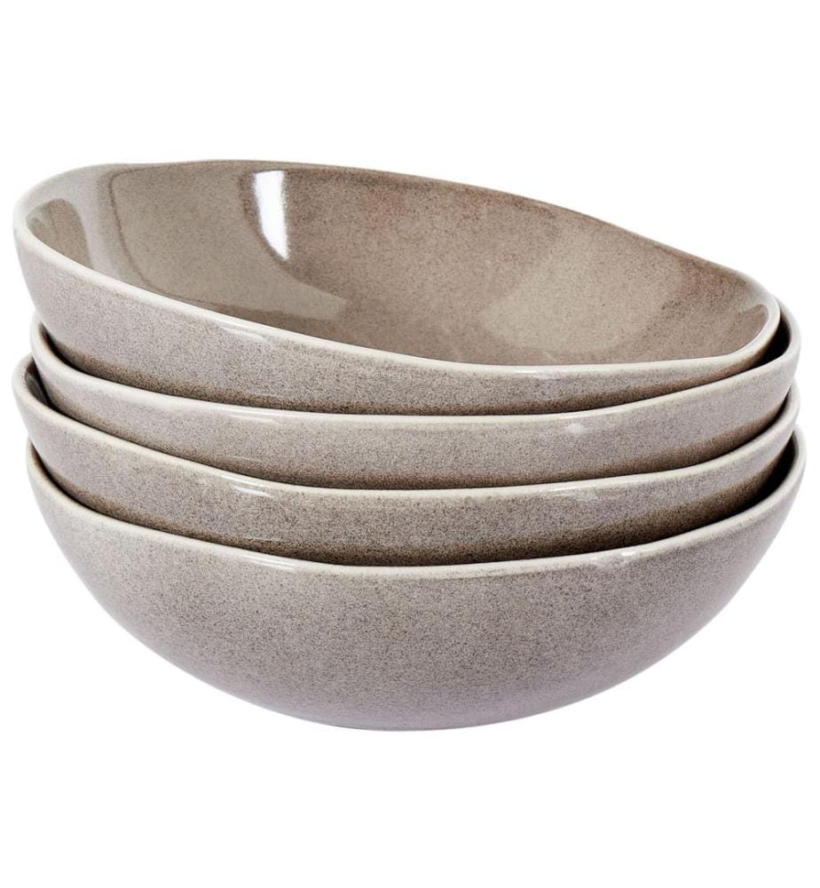 Set de 4 assiettes creuses COSTMARY Grès Gris