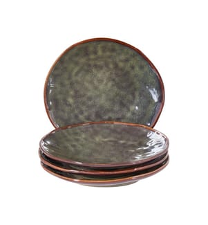 Set de 4 assiettes à dessert THYME Grès Vert foncé